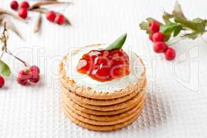 Cookies with strawberry jam