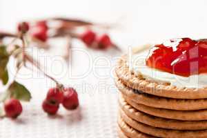 Cookies with strawberry jam