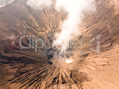 Crater of an Active Volcano. Aerial View