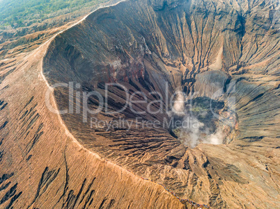Crater and Caldera of an Active Volcano. Aerial View