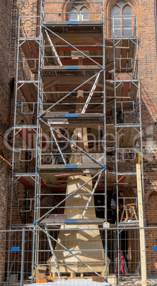 scaffolding with church spire