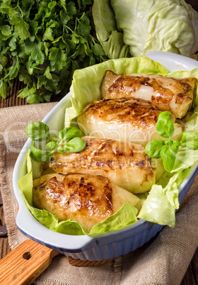 Cabbage rolls with minced meat filling