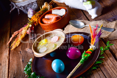 easter decoration with polish easter soup