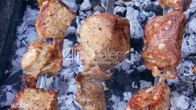 Baking meat on metal rods