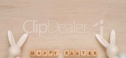 Happy Easter decoration on wood
