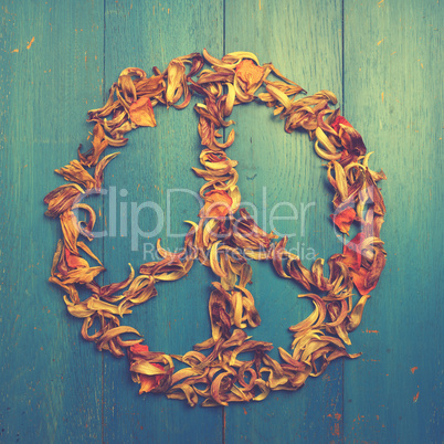 Peace sign of dried petals