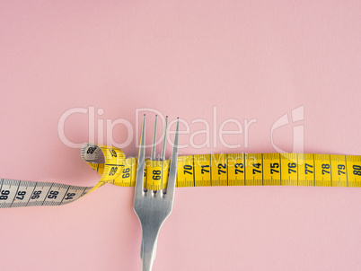 Measuring tape with a steel fork