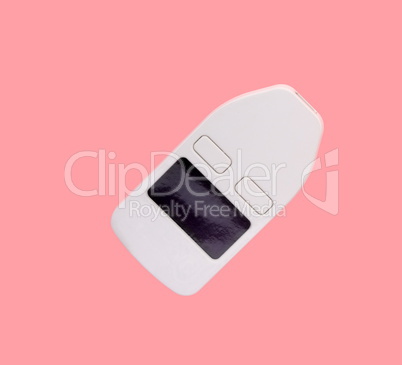 Hardware currency wallet isolated on pink background