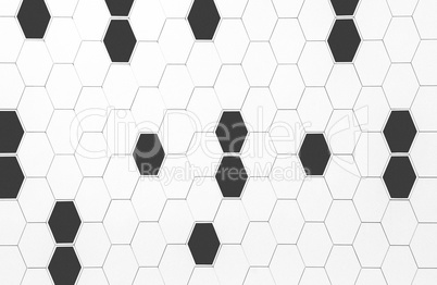 Architectural abstract wall with black and white geometric hexag