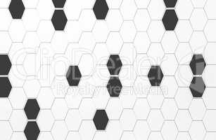 Architectural abstract wall with black and white geometric hexag