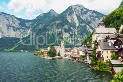 Picturesque mountain village Hallstatt in the Austrian Alps