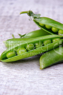 Pods of fresh green peas