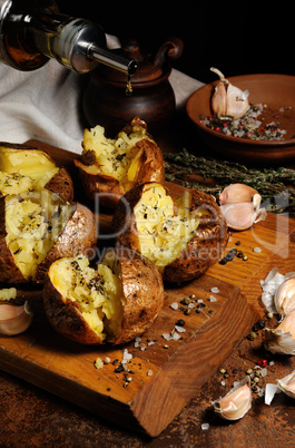 baked potato with spices and herbs