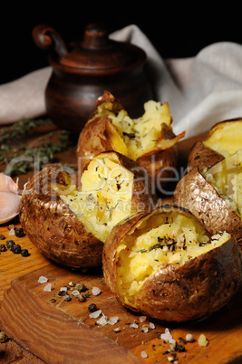 baked potato with spices and herbs