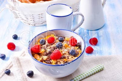 muesli breakfast menu with forest fruits