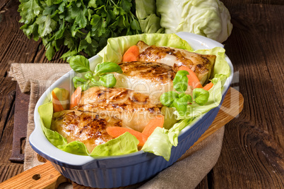 Cabbage rolls with minced meat filling