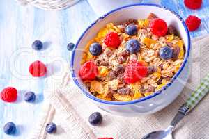 muesli breakfast menu with forest fruits