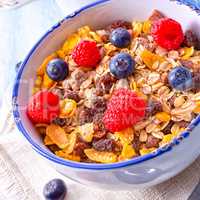 muesli breakfast menu with forest fruits