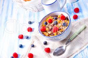 muesli breakfast menu with forest fruits