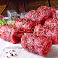 fresh raw beef roulades