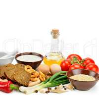 Set of natural products isolated on white background. Healthy fo