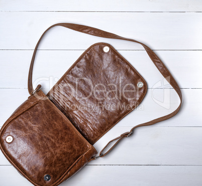open female brown leather bag