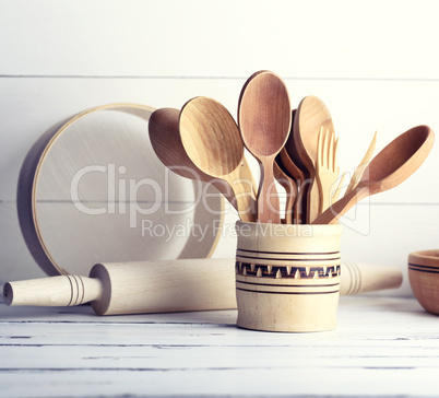 wooden objects in a wooden jar