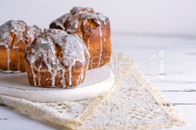 baked Easter cake with white lemon glaze