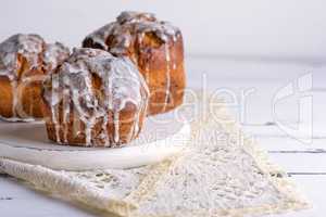 baked Easter cake with white lemon glaze