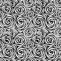 Floral seamless pattern with flower rose. Abstract swirl line background