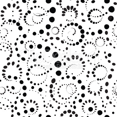 Abstract dot seamless pattern. Chaotic round shape circle bubble