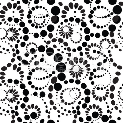 Abstract dot seamless pattern. Chaotic round shape circle bubble