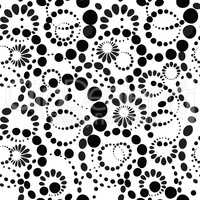 Abstract dot seamless pattern. Chaotic round shape circle bubble