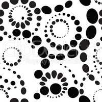 Abstract spot seamless pattern. Chaotic round shape circle bubbl