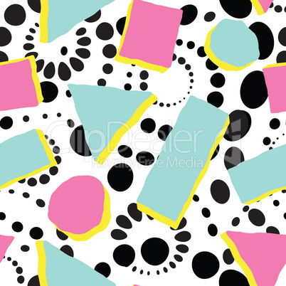 Abstract spot seamless pattern. Geometric funky dotted background