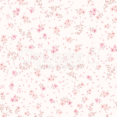 Floral seamless pattern. Ornamental flowers. White summer texture