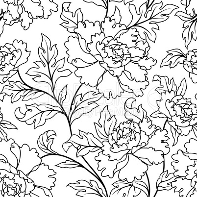 Floral seamless pattern.  Flowers and leaves garden background