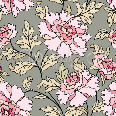 Floral seamless pattern.  Flowers and leaves garden background