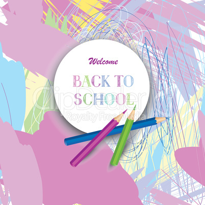 Back to school banner. Kids ar lab painted background with color