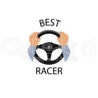 Drive a car sign. Best racer banner. Diver design element with h