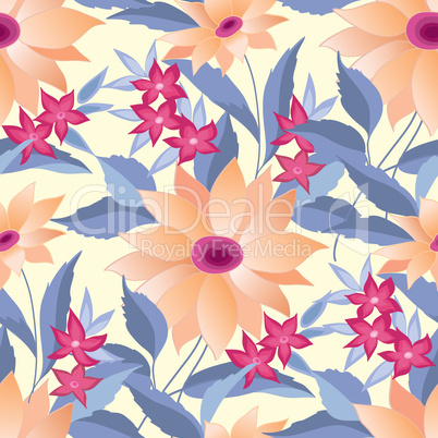 Floral seamless pattern. Flower sunflower swirl background. Flor