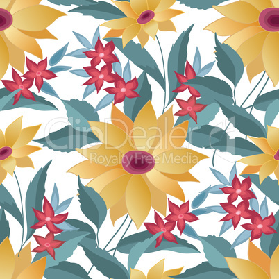 Flourish tiled pattern. Abstract floral background. Fantastic fl