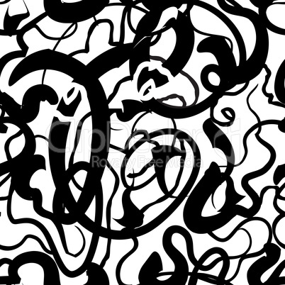 Vector seamless pattern - set of monochrome chaotic lines.Abstra