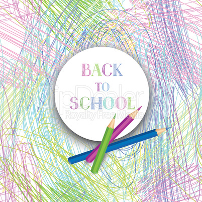 Back to school. Banners with school supplies over kids color pen