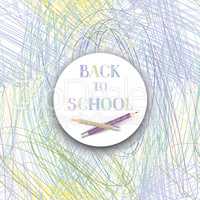 Back to school. Banner with color pencils over kids drawing back