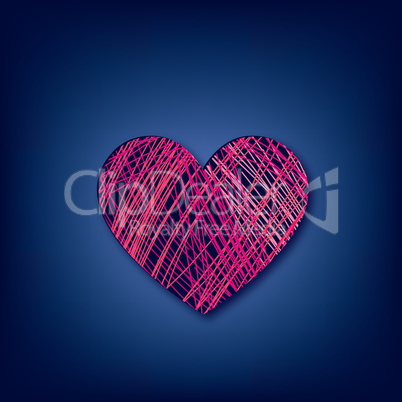 Love heart pencil drawn over dark blue background. Valentine's d