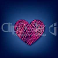Love heart pencil drawn over dark blue background. Valentine's d
