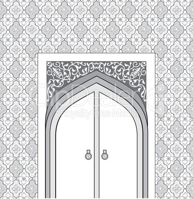 Door way in arabic architectural style.  Islamic design mosque d