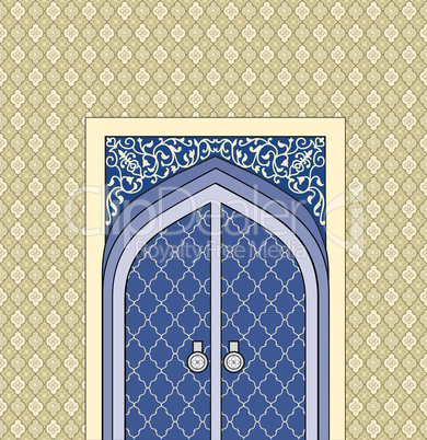 Door way in arabic architectural style.  Islamic design mosque d