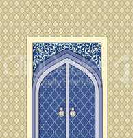 Door way in arabic architectural style.  Islamic design mosque d